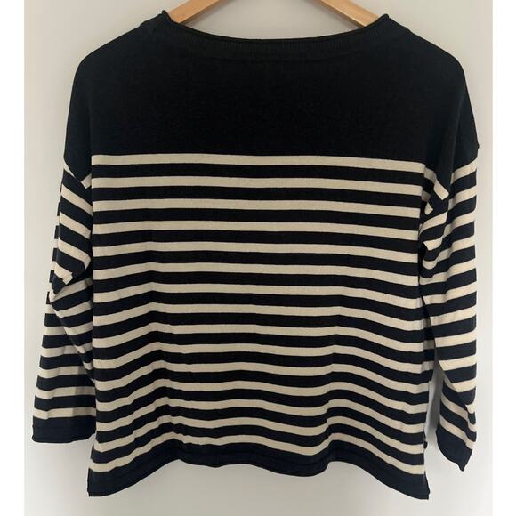 Pact 100% Organic Cotton Crew Neck Sweater Charcoal Gray and Cream Small - Picture 2 of 6